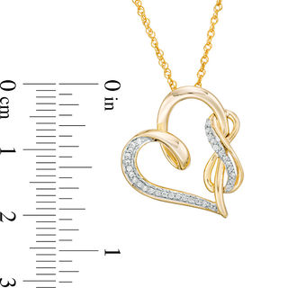 0.117 CT. T.W. Diamond Infinity and Swirl Heart Pendant in Sterling Silver with 14K Gold Plate|Peoples Jewellers