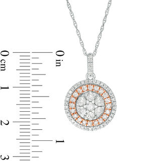 0.95 CT. T.W. Composite Diamond Double Frame Pendant in 10K Two-Tone Gold|Peoples Jewellers