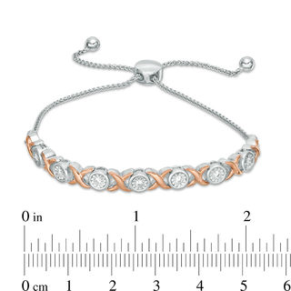 0.18 CT. T.W. Diamond "XO" Bolo Bracelet in Sterling Silver and 10K Rose Gold - 9.5"|Peoples Jewellers