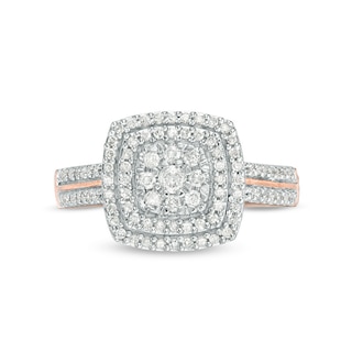 0.37 CT. T.W. Diamond Double Cushion Frame Ring in 10K Rose Gold|Peoples Jewellers