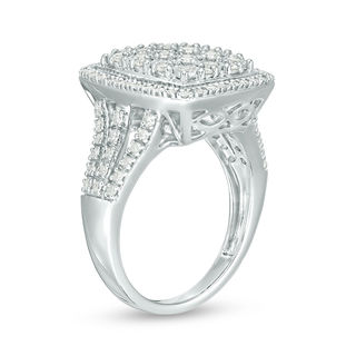 1.00 CT. T.W. Composite Diamond Rectangular Frame Ring in Sterling Silver|Peoples Jewellers