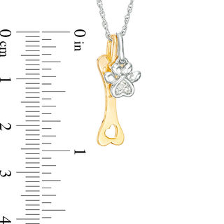 Diamond Accent Paw Print and Dog Bone Pendant in Sterling Silver and 14K Gold Plate|Peoples Jewellers