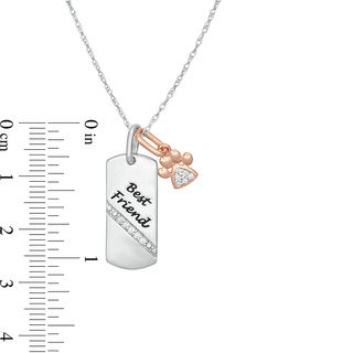 0.065 CT. T.W. Diamond Paw Print  and "Best Friend" Dog Tag Pendant in Sterling Silver and 10K Rose Gold|Peoples Jewellers