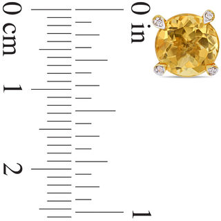 8.0mm Citrine and Diamond Accent Stud Earrings in 10K Gold|Peoples Jewellers