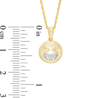 0.04 CT. T.W. Diamond Smiley Face with Tightly Closed Eyes Pendant in Sterling Silver with 14K Gold Plate|Peoples Jewellers