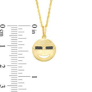 Black Diamond Accent Smiley Face with Sunglasses Pendant in Sterling Silver with 14K Gold Plate|Peoples Jewellers