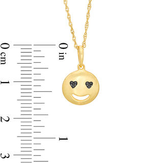 Black Diamond Accent Smiley Face with Heart-Eyes Pendant in Sterling Silver with 14K Gold Plate|Peoples Jewellers