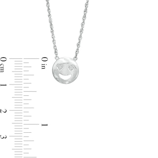 Diamond Accent Smiley Face with Heart-Eyes Necklace in Sterling Silver|Peoples Jewellers