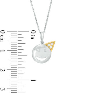 Diamond Accent Smiley Face with Party Hat Pendant in Sterling Silver and 10K Gold|Peoples Jewellers