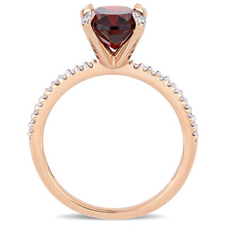 Oval Garnet and 0.10 CT. T.W. Diamond Engagement Ring in 10K Rose Gold|Peoples Jewellers