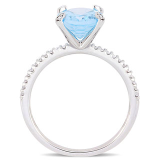 Oval Sky Blue Topaz and 0.10 CT. T.W. Diamond Engagement Ring in 10K White Gold|Peoples Jewellers