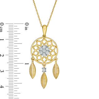 Diamond Accent Dreamcatcher Pendant in Sterling Silver and 14K Gold Plate|Peoples Jewellers