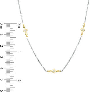 0.23 CT. T.W. Princess-Cut Diamond and Bead Station Necklace in 10K Two-Tone Gold|Peoples Jewellers