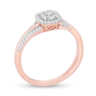 0.18 CT. T.W. Composite Diamond Square Frame Bypass Promise Ring in 10K Rose Gold|Peoples Jewellers