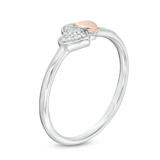 Diamond Accent Double Heart Ring in Sterling Silver and 10K Rose Gold|Peoples Jewellers