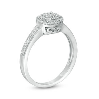 0.18 CT. T.W. Diamond Double Frame Promise Ring in Sterling Silver|Peoples Jewellers