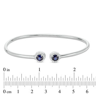 4.8mm Lab-Created Blue and White Sapphire Frame Flex Bangle in Sterling Silver|Peoples Jewellers