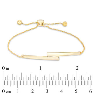 Double Bar Bypass Bolo Bracelet in 10K Gold - 9.5"|Peoples Jewellers