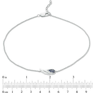 Lab-Created Blue Sapphire Sideways Angel Wing Anklet in Sterling Silver - 10"|Peoples Jewellers