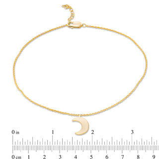 Polished Crescent Moon Dangle Anklet in 10K Gold - 10"|Peoples Jewellers