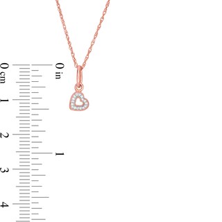 Diamond Accent Tilted Heart Outline Vintage-Style Pendant in 10K Rose Gold|Peoples Jewellers