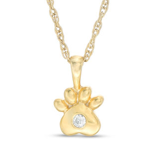 Diamond Accent Solitaire Paw Print Pendant in 10K Gold|Peoples Jewellers