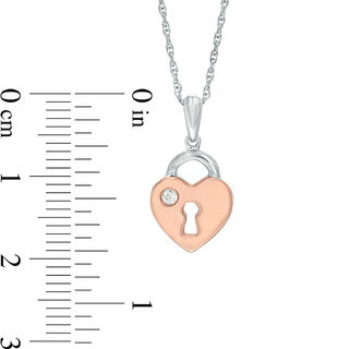 Diamond Accent Solitaire Heart Pendant in Sterling Silver and 10K Rose Gold|Peoples Jewellers