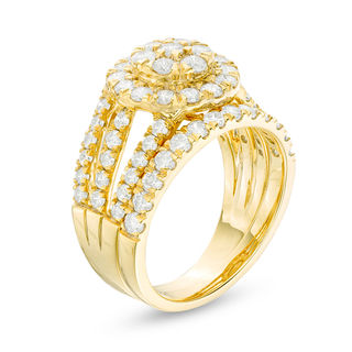 1.95 CT. T.W. Composite Diamond Frame Multi-Row Bridal Set in 10K Gold|Peoples Jewellers