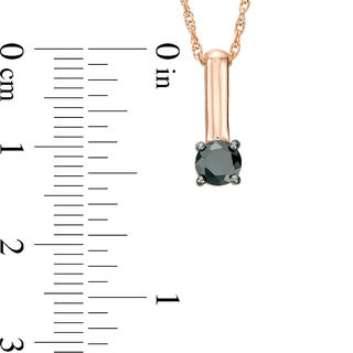 0.37 CT. Black Diamond Solitaire Stick Drop Pendant in 10K Rose Gold|Peoples Jewellers