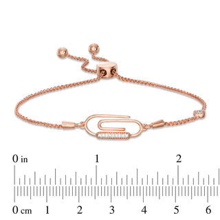 0.04 CT. T.W. Diamond Paper Clip Vintage-Style Bolo Bracelet in Sterling Silver with 14K Rose Gold Plate - 9.5"|Peoples Jewellers