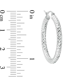 30.0mm Diamond-Cut Tube Hoop Earrings in Sterling Silver|Peoples Jewellers