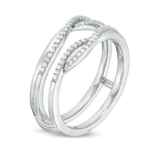 0.14 CT. T.W. Diamond Criss-Cross Ring Solitaire Enhancer in Sterling Silver|Peoples Jewellers