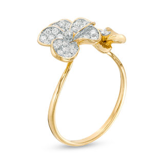 0.40 CT. T.W. Diamond Double-Flower Ring in 10K Gold|Peoples Jewellers