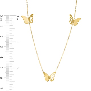 Triple Butterfly Station Necklace in 14K Gold|Peoples Jewellers