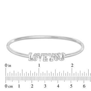 Diamond Accent "LOVE YOU" Open Flex Bangle in Sterling Silver|Peoples Jewellers