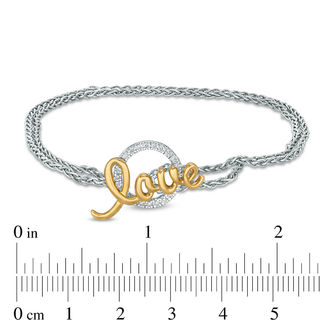 0.18 CT. T.W. Diamond "love" Double Strand Bracelet in Sterling Silver and 10K Gold - 7.25"|Peoples Jewellers