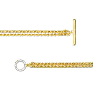 0.067 CT. T.W. Diamond Double Strand Bracelet in Sterling Silver with 14K Gold Plate - 7.25"|Peoples Jewellers