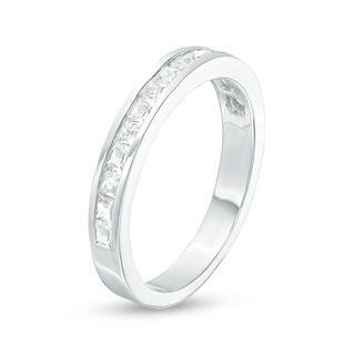 Princess-Cut Lab-Created White Sapphire Channel-Set Band in Sterling Silver|Peoples Jewellers
