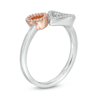 0.085 CT. T.W. Diamond Double Heart Outline Open Ring in Sterling Silver and 10K Rose Gold|Peoples Jewellers
