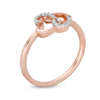 0.04 CT. T.W. Diamond Interlocking Hearts Ring in 10K Rose Gold|Peoples Jewellers
