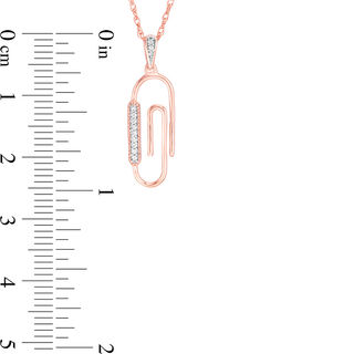 0.04 CT. T.W. Diamond Paper Clip Pendant in Sterling Silver with 14K Rose Gold Plate|Peoples Jewellers