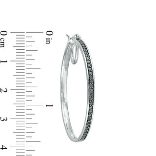 0.95 CT. T.W. Black Diamond Hoop Earrings in Sterling Silver|Peoples Jewellers