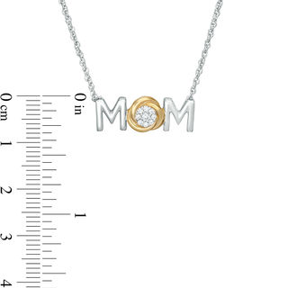 0.065 CT. T.W. Composite Diamond "MOM" Knot Necklace in Sterling Silver and 10K Gold - 17"|Peoples Jewellers