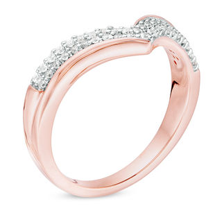 0.25 CT. T.W. Diamond Double Row Chevron Ring in 10K Rose Gold|Peoples Jewellers