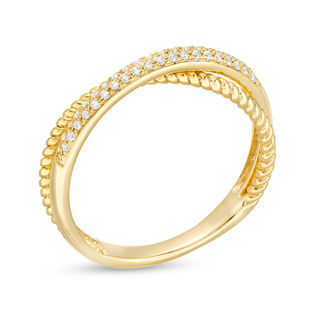 0.12 CT. T.W. Diamond Twist Crossover Ring in 10K Gold|Peoples Jewellers