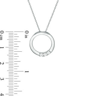 0.10 CT. T.W. Diamond Three Stone Open Circle Pendant in 10K White Gold|Peoples Jewellers