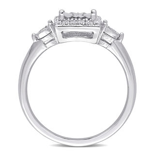 0.15 CT. T.W. Diamond Square Frame Heart-Sides Promise Ring in Sterling Silver|Peoples Jewellers