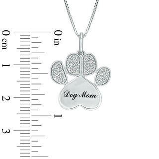 0.10 CT. T.W. Diamond Paw Print and "Dog Mom" Pendant in Sterling Silver|Peoples Jewellers
