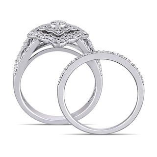 0.23 CT. T.W. Composite Diamond Vintage-Style Mandala Bridal Set in Sterling Silver|Peoples Jewellers
