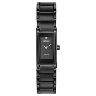 Ladies' Citizen Eco-Drive® Axiom Diamond Accent Black IP Watch with Rectangular Dial (Model: EG7055-51E)|Peoples Jewellers